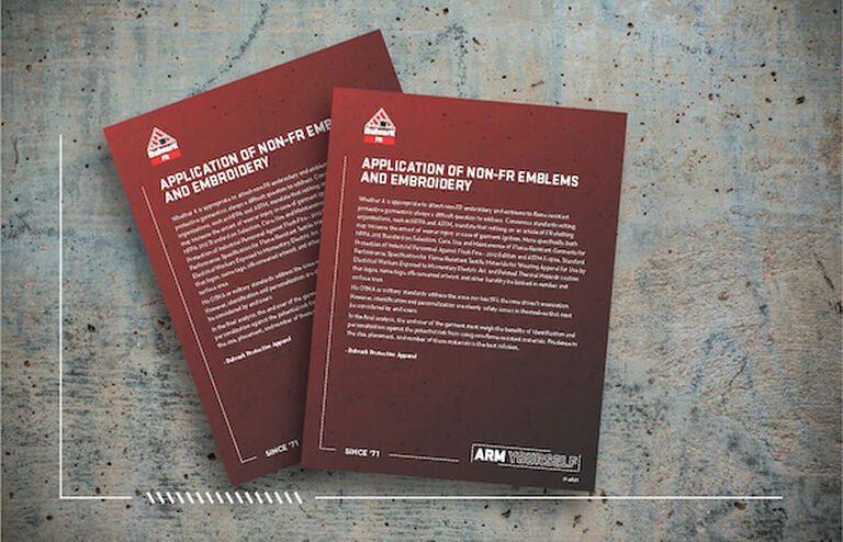 Application of Non-FR emblems and embroidery