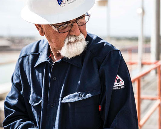 Worker With Hard Hat And White Beard