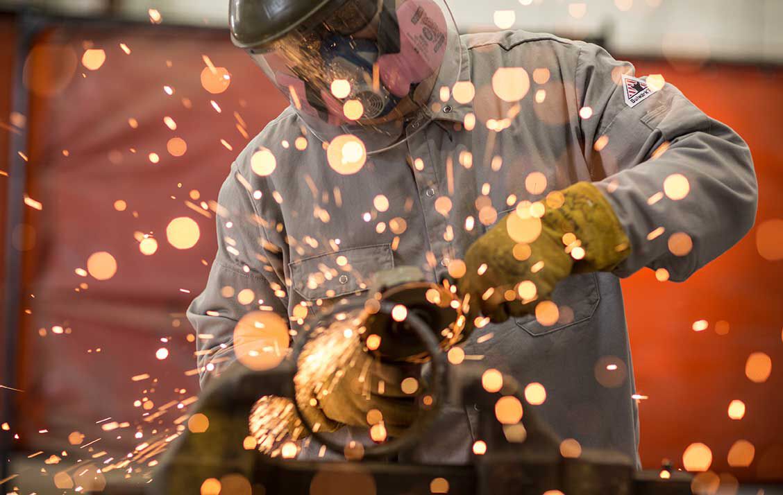 A Welder With Sparks Flying