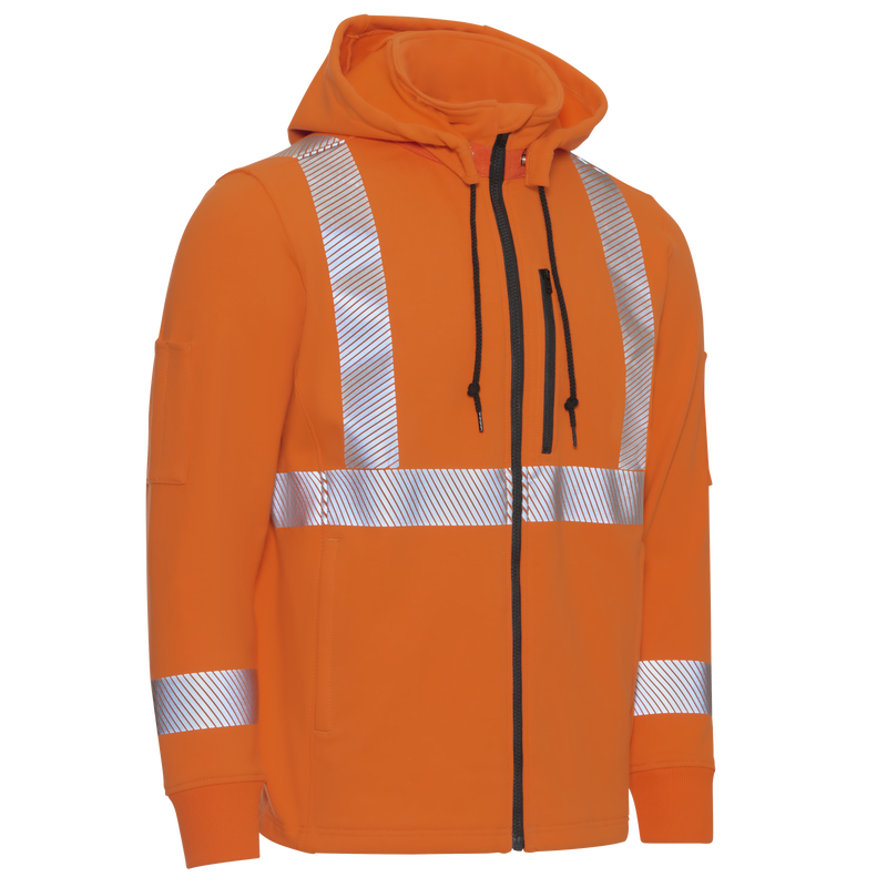 Men's Full Zip Fleece Jacket with Reflective Trim and Detachable Hood image number 2