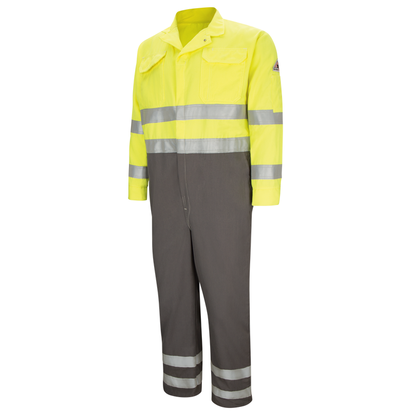 Men's Lightweight FR Hi-Visibility Deluxe Colorblocked Coverall with Reflective Trim image number 1