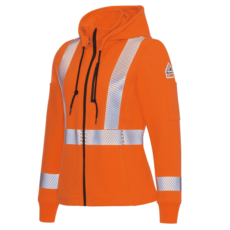 Women's Full Zip Fleece Jacket with Reflective Trim and Detachable Hood image number 3