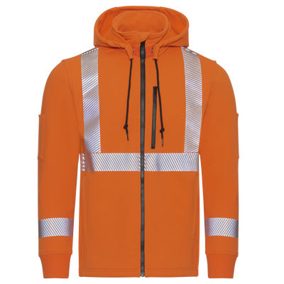 Men's Full Zip Fleece Jacket with Reflective Trim and Detachable Hood