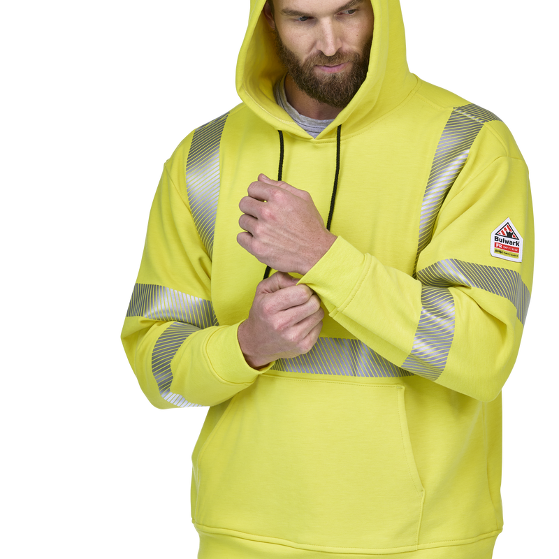 Men's Fleece FR Hi-Visibility Pullover Hooded Sweatshirt image number 7