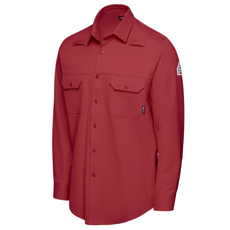 Flex Knit Button Down Work Shirt with Mic Loops image number 3