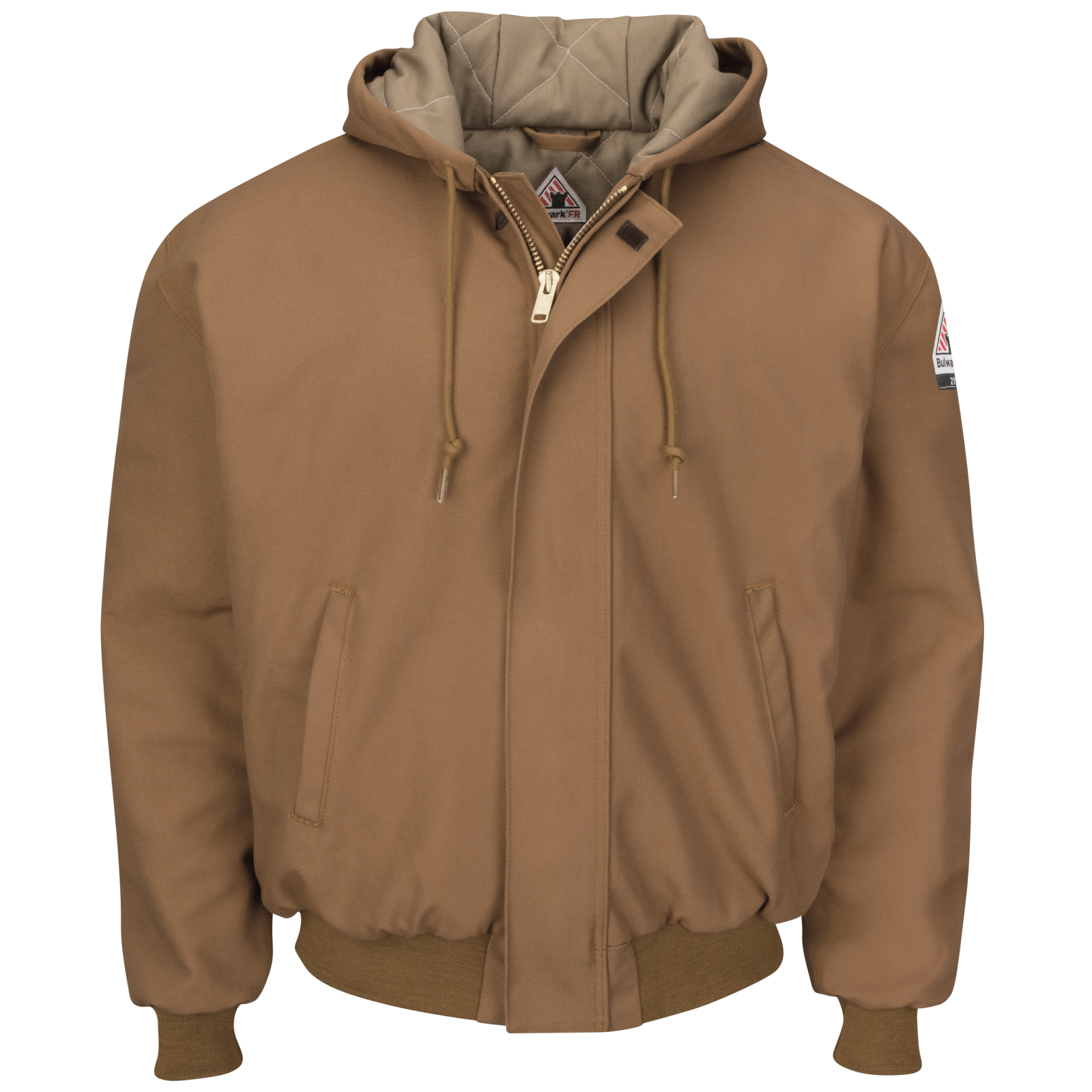 Men's Heavyweight FR Insulated Brown Duck Hooded Jacket Bulwark® FR