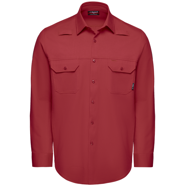Flex Knit Button Down Work Shirt with Mic Loops image number 0