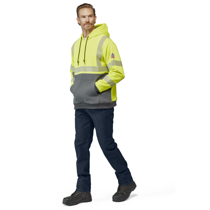 Men's Hi-Visibility Color Block Pullover Fleece Sweatshirt image number 4