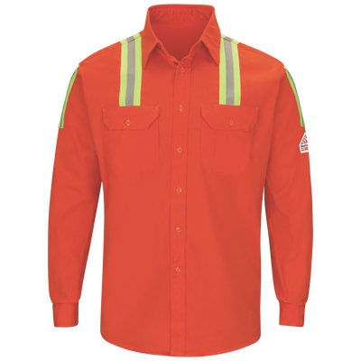 Men's Midweight FR Enhanced Visibility Uniform Shirt with Silver/Yellow Striping