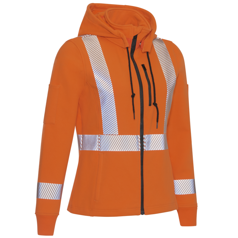 Women's Full Zip Fleece Jacket with Reflective Trim and Detachable Hood image number 2