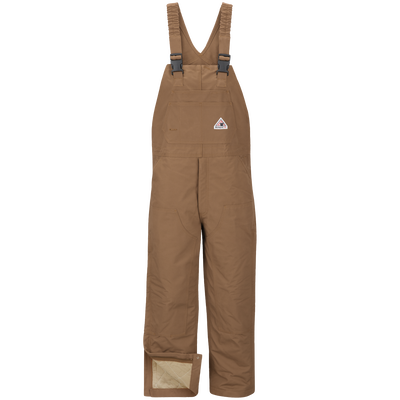 Men's Heavyweight FR Insulated Brown Duck  Bib Overall with Knee Zip
