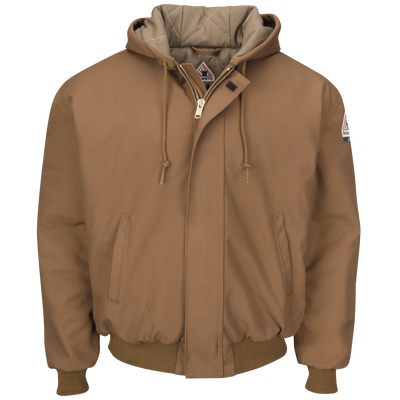 Men's Heavyweight FR Insulated Brown Duck Hooded Jacket