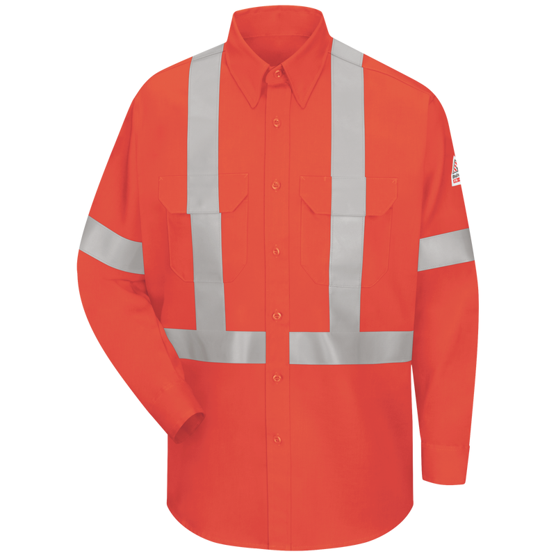 Men's Lightweight FR Enhanced Visibility Uniform Shirt with Reflective Trim image number 0