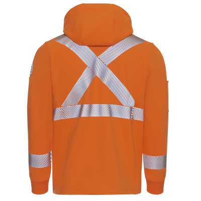 Men's Full Zip Fleece Jacket with Reflective Trim and Detachable Hood