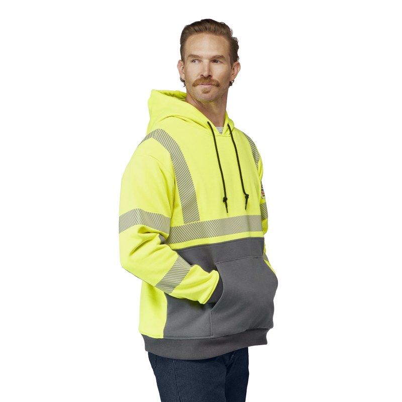 Men's Hi-Visibility Color Block Pullover Fleece Sweatshirt image number 3