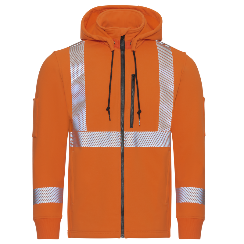 Men's Full Zip Fleece Jacket with Reflective Trim and Detachable Hood image number 0