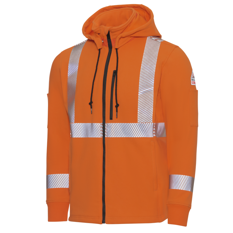 Men's Full Zip Fleece Jacket with Reflective Trim and Detachable Hood image number 3