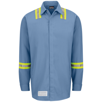 Enhanced Visibility Concealed-Gripper Pocketless Work Shirt