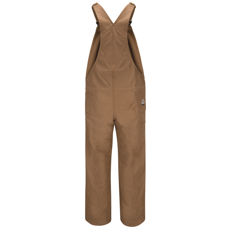 Men's Heavyweight FR Brown Duck Bib Overall with Knee Zip image number 1