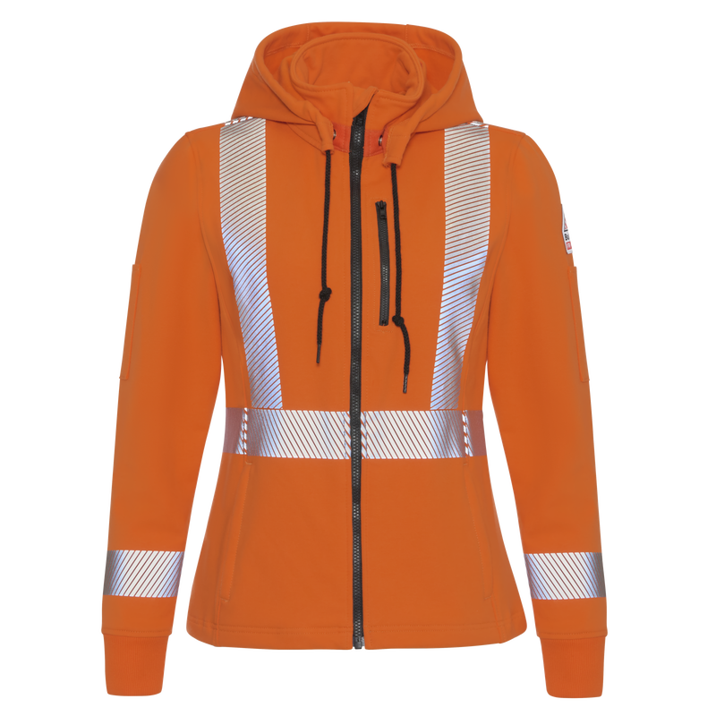 Women's Full Zip Fleece Jacket with Reflective Trim and Detachable Hood image number 0