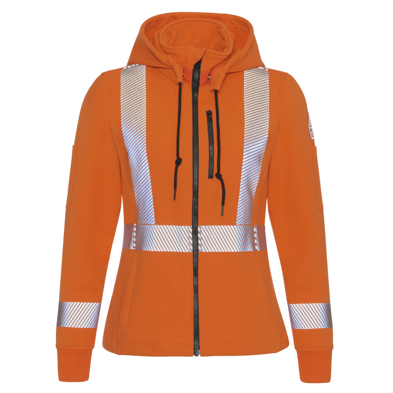 Women's Full Zip Fleece Jacket with Reflective Trim and Detachable Hood image number 0