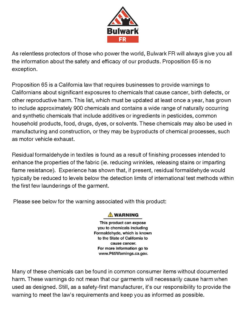 California Proposition 65 information