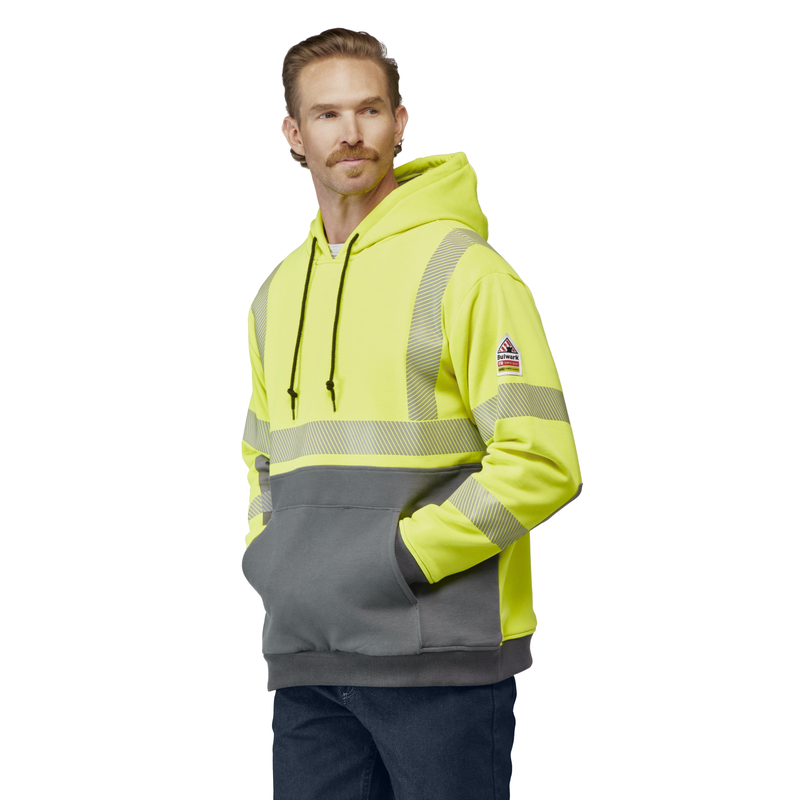 Men's Hi-Visibility Color Block Pullover Fleece Sweatshirt image number 2