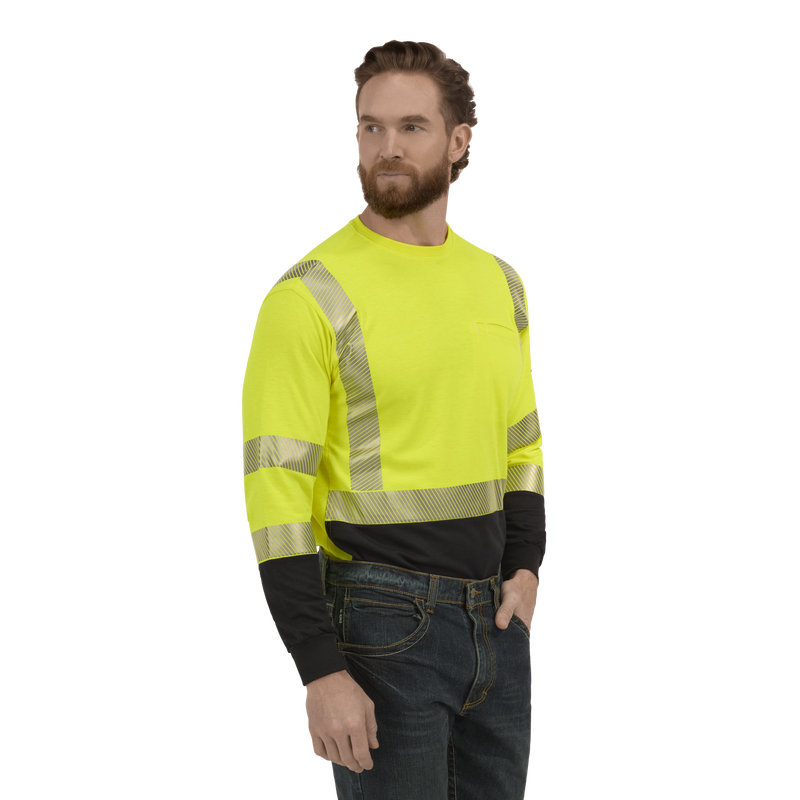 Hi-Visibility Lightweight Colorblock Long Sleeve T-Shirt image number 2