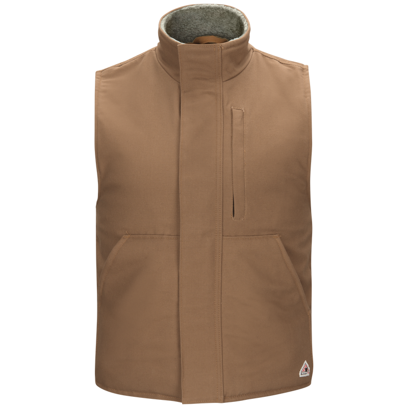 Men's Sherpa Lined Brown Duck Vest | Bulwark® FR