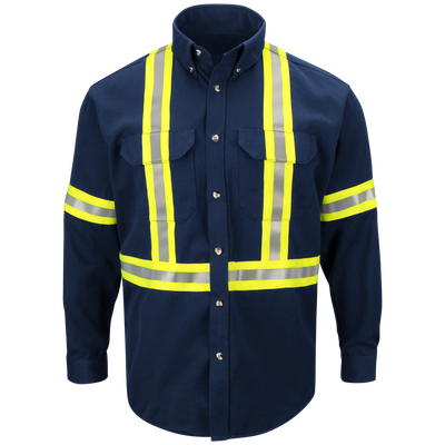 Men's Midweight FR Enhanced Visibility Uniform Shirt with Reflective Trim