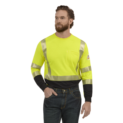 Hi-Visibility Lightweight Colorblock Long Sleeve T-Shirt