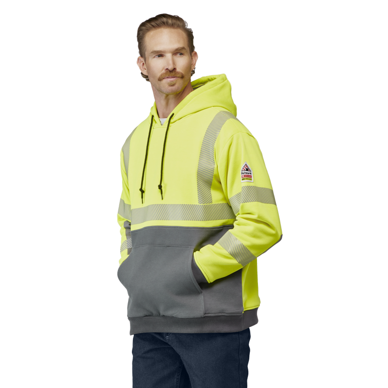 Men's Hi-Visibility Color Block Pullover Fleece Sweatshirt image number 2