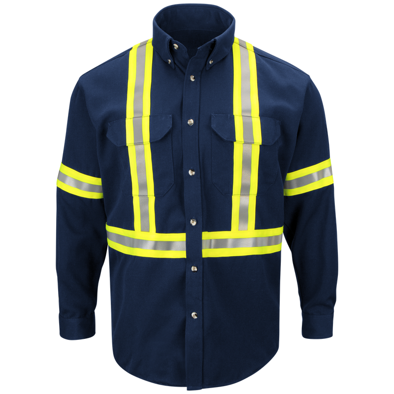 Men's Midweight FR Enhanced Visibility Uniform Shirt with Reflective Trim image number 0