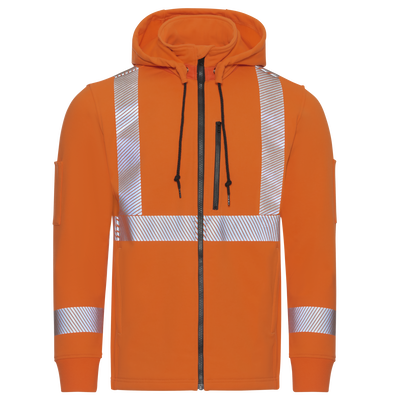 Men's Full Zip Fleece Jacket with Reflective Trim and Detachable Hood