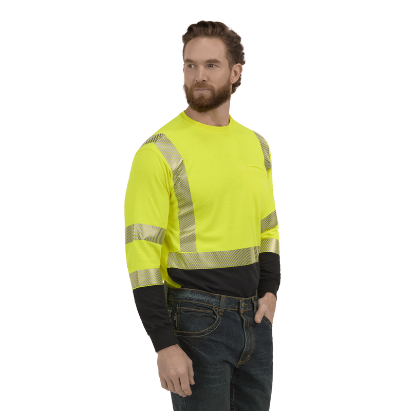 Hi-Visibility Lightweight Colorblock Long Sleeve T-Shirt image number 2