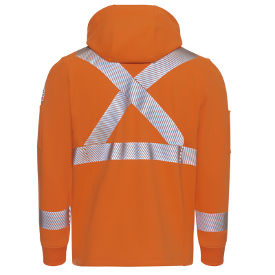 Men's Full Zip Fleece Jacket with Reflective Trim and Detachable Hood