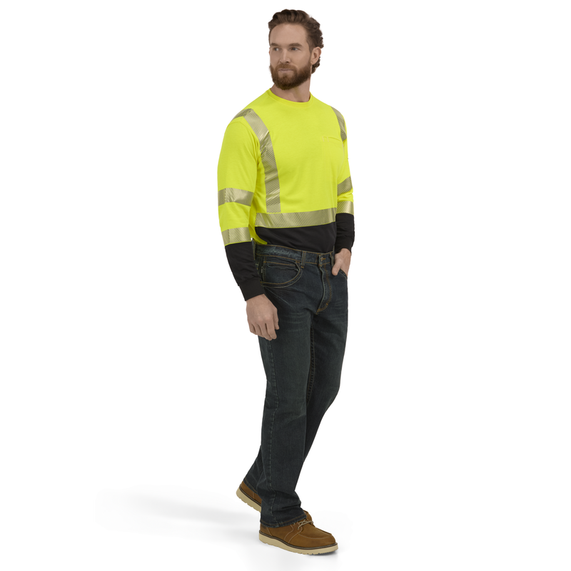 Hi-Visibility Lightweight Colorblock Long Sleeve T-Shirt image number 6