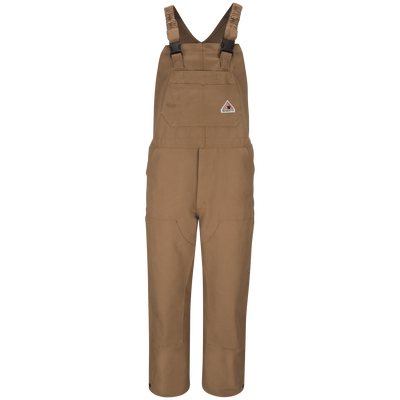 Men's Heavyweight FR Brown Duck Bib Overall with Knee Zip