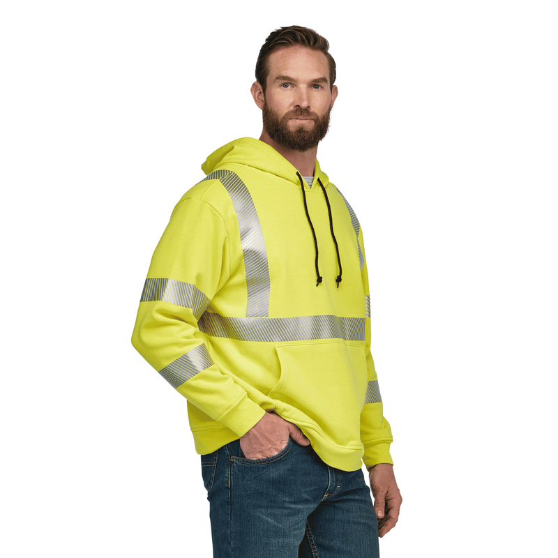 Men's Fleece FR Hi-Visibility Pullover Hooded Sweatshirt image number 3