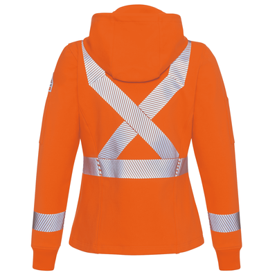 Women's Full Zip Fleece Jacket with Reflective Trim and Detachable Hood