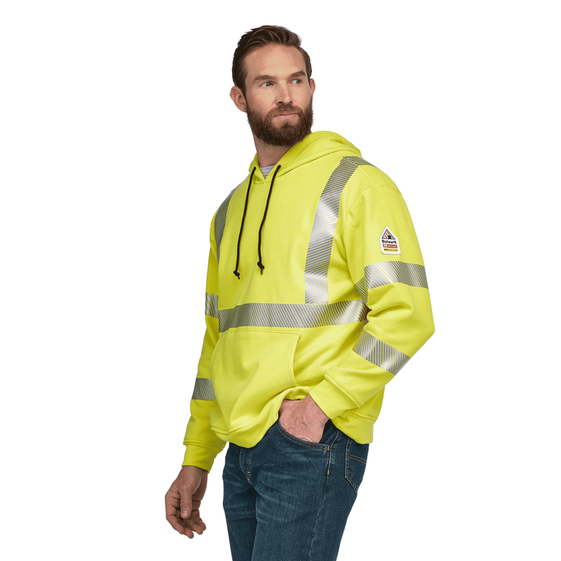 Men's Fleece FR Hi-Visibility Pullover Hooded Sweatshirt image number 2
