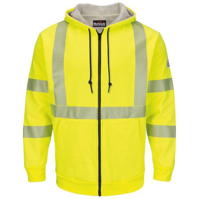 Men's Fleece FR Hi-Visibility Zip-Front Hooded Sweatshirt with Waffle Lining image number 0