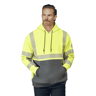Men's Hi-Visibility Color Block Pullover Fleece Sweatshirt