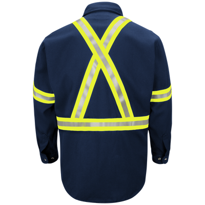 Men's Midweight FR Enhanced Visibility Uniform Shirt with Reflective Trim