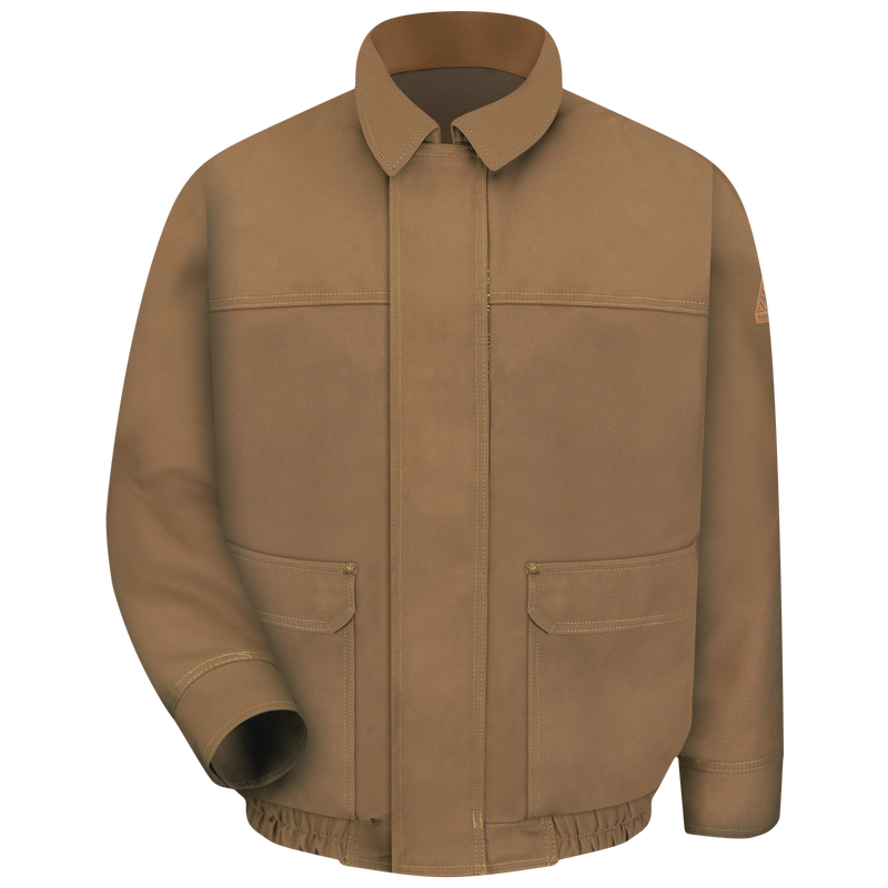 Men's Heavyweight FR Brown Duck Lined Bomber Jacket image number 0