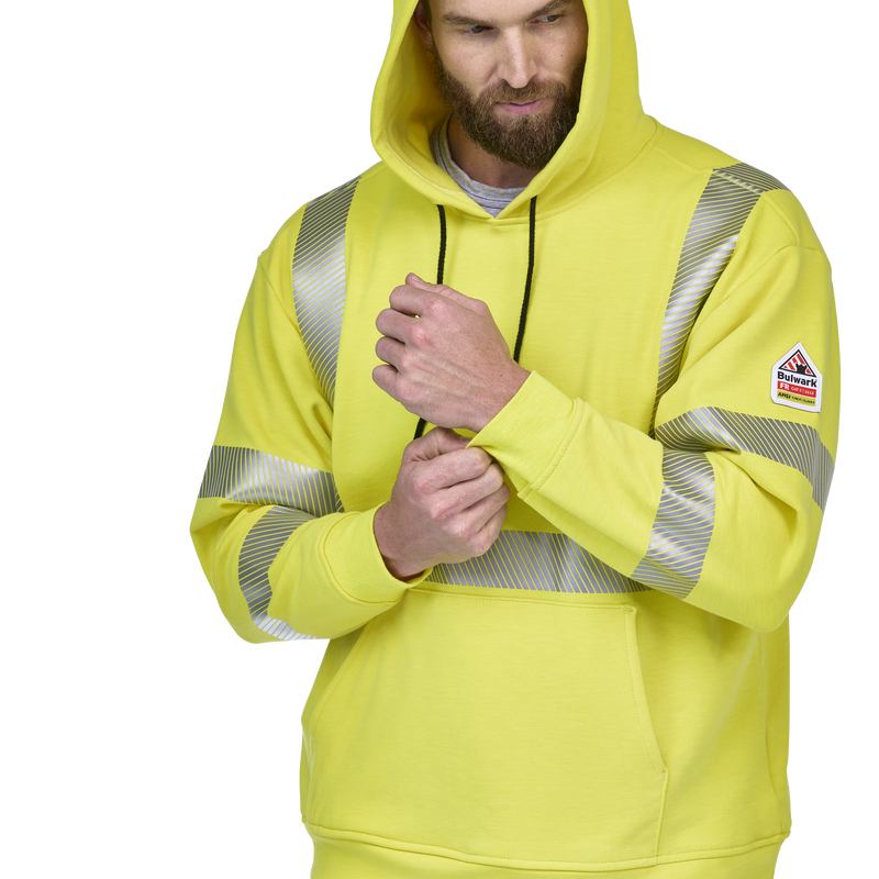 Men's Fleece FR Hi-Visibility Pullover Hooded Sweatshirt image number 7