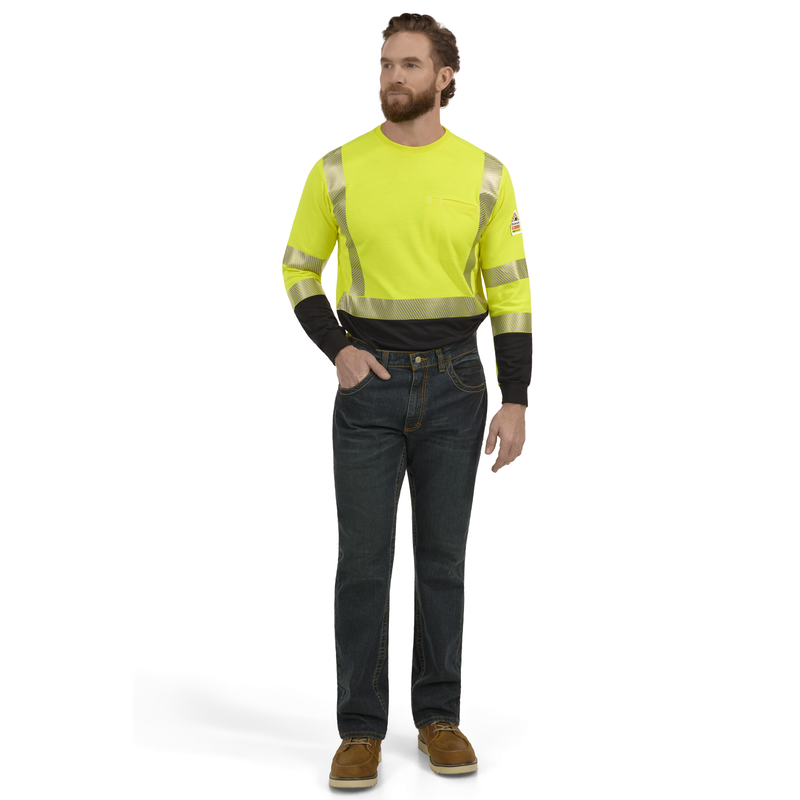 Hi-Visibility Lightweight Colorblock Long Sleeve T-Shirt image number 4