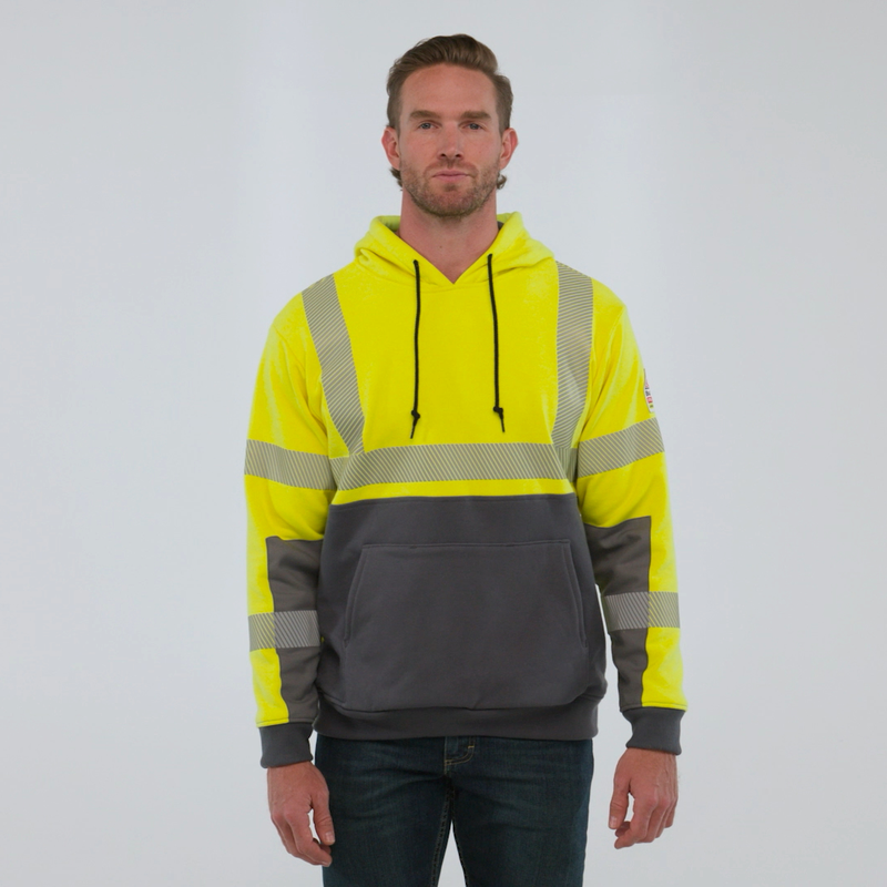 Men's Hi-Visibility Color Block Pullover Fleece Sweatshirt image number 11