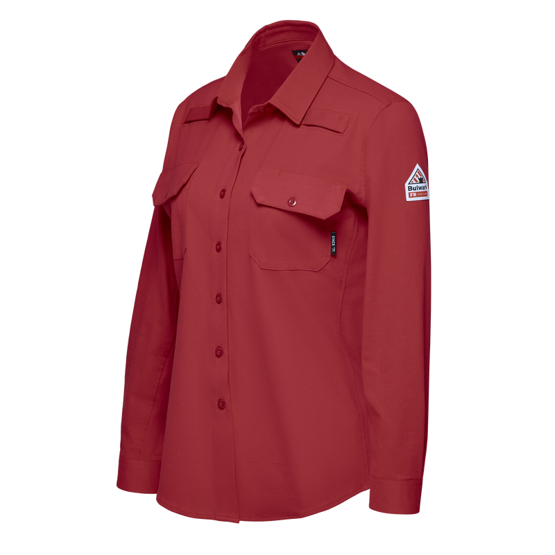Women's Flex Knit Button Down Work Shirt with Mic Loops image number 3